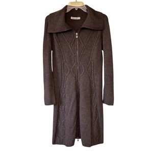 D Exterior Italian Alpaca Wool Blend Long Cardigan Sweater Jacket Sz L